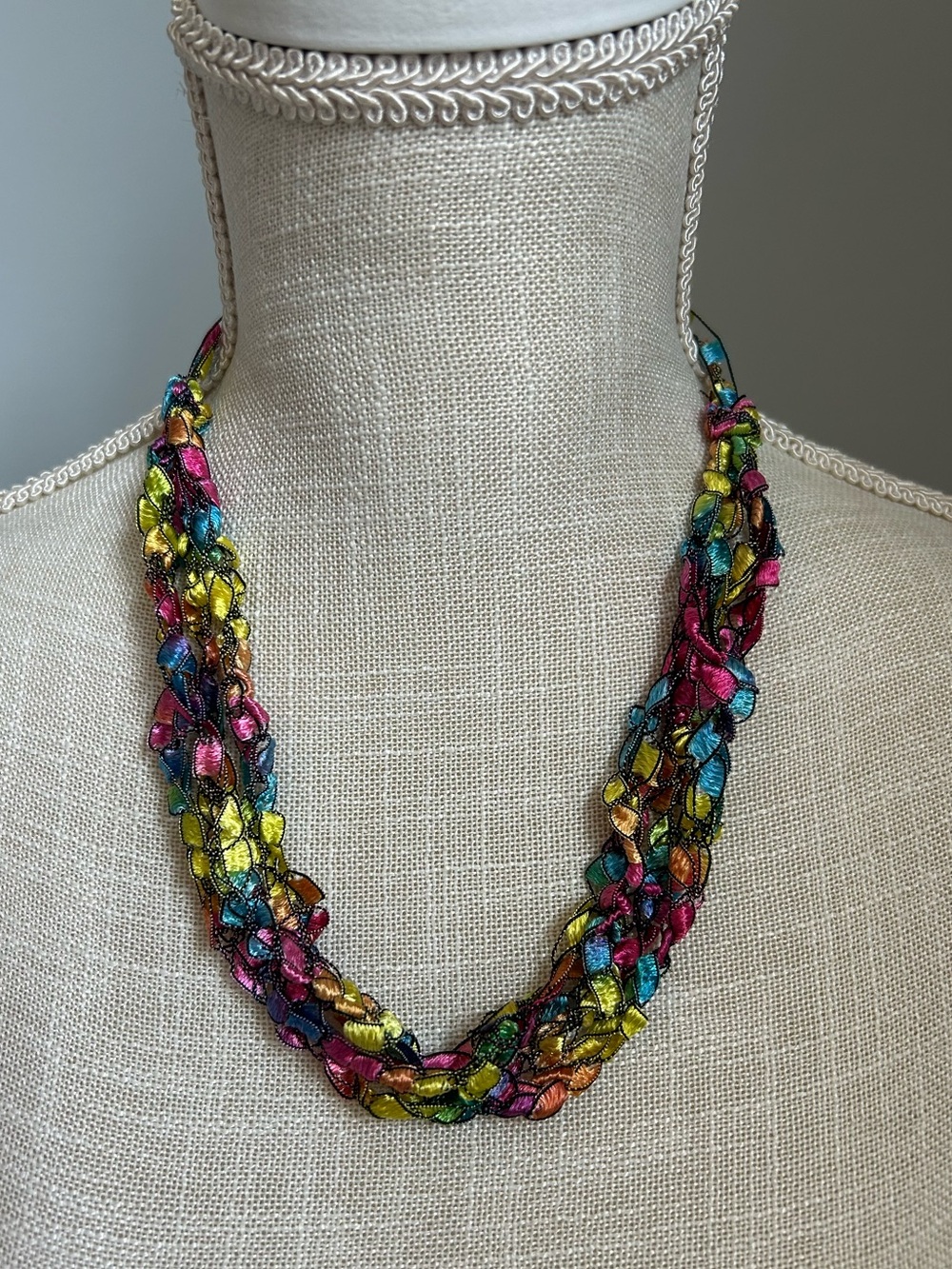 Handmade Neon Ladder Ribbon Necklace - Unisex
